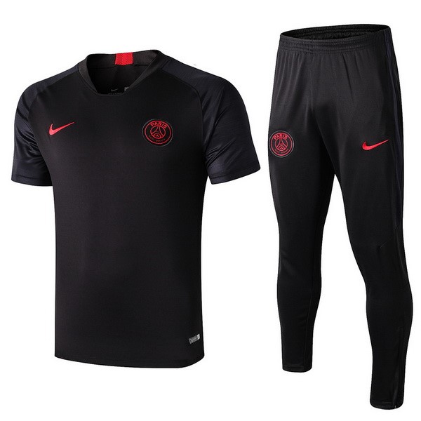 Trainingsshirt Paris Saint Germain Komplett Set 2019-20 Schwarz Rote Fussballtrikots Günstig